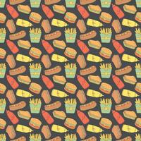 A pattern with hamburgers and fries vector