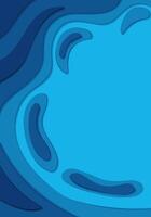 Ocean water abstract chromatic background with curve lines in paper cut technique. Colorful carving art vector