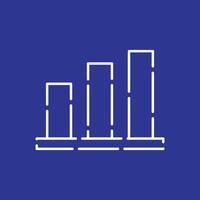 A line icon of a bar chart on a blue background vector
