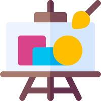 A painting easel with a paintbrush and a yellow cube vector