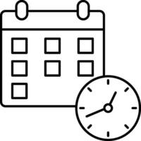 Calendar icon with clock and calendar vector