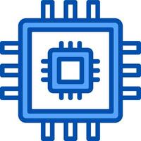 A blue computer processor icon vector