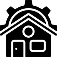 A black and white house with gears inside vector