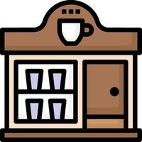 A coffee shop with a window and a door vector