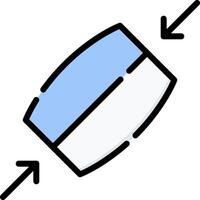 A blue and white rectangle with an arrow pointing to the left vector