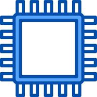 A blue processor chip icon on a white background vector