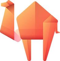 An origami camel with a red background vector