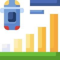 A car driving over a bar chart with a car on top vector