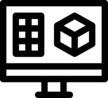 A computer monitor with a cube on it vector