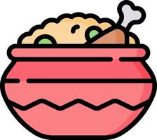 A bowl of food with a bone in it vector