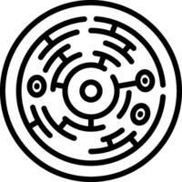 A black and white image of a circular maze vector