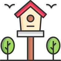 Birdhouse icon with trees and birdhouse vector