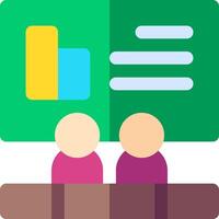 Two people sitting at a table with a chart on the wall vector