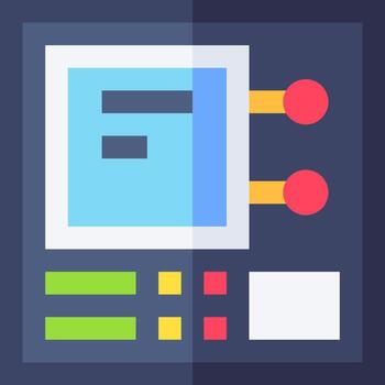 A flat icon of a computer screen with a keyboard vector