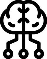 A black and white image of a brain with a line connecting it vector