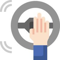 A hand is holding a steering wheel and pointing at a button vector