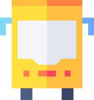 A yellow bus with a blue and orange stripe vector