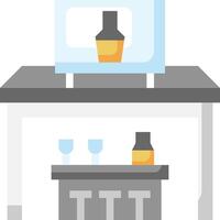 A kitchen with a table and a bottle of wine vector