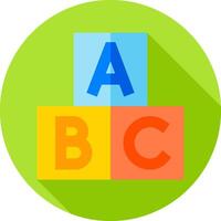 Abc block icon with long shadow illustration vector
