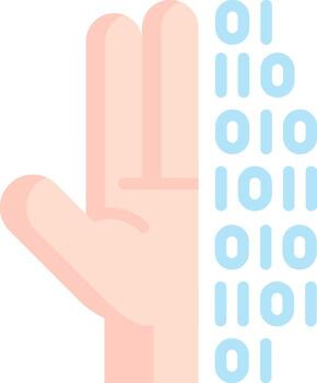un mano con binario código en eso vector