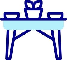 A blue table with two chairs and a plant vector