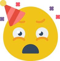 A yellow emoticion with a party hat on vector