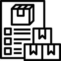 A black and white icon of a box and a check vector