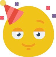 A yellow emoticion with a party hat on vector