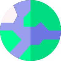 A green and blue circular shape with a green and blue line vector