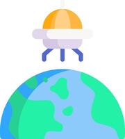 An alien flying over the earth with a globe vector