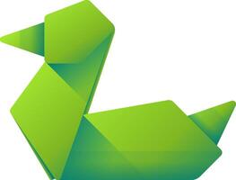 A green origami duck on a white background vector