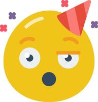 A yellow emoticion with a party hat on vector