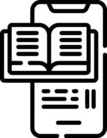 A black and white image of a book on a phone vector