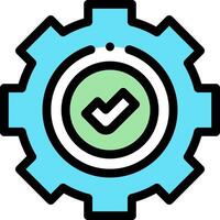 A gearwheel with a tick mark on it vector