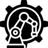 A black and white icon of a robot vector