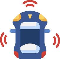 A car with a wifi signal and a blue and red car vector