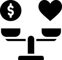 A heart and dollar sign on a scale vector