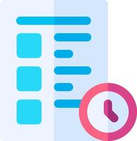 A blue and pink clock icon with a paper document vector