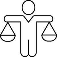 A man holding scales of justice in his hand vector