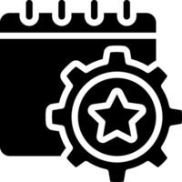 A calendar with gears and star icon vector
