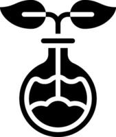 A black and white image of a plant in a flask vector