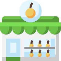 A store front with fruit on the shelves vector