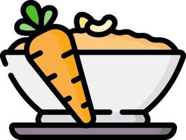 A bowl of rice with carrots in it vector
