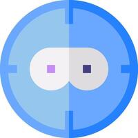 A blue and white button with two eyes vector