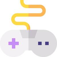A game controller with a yellow and purple cord vector