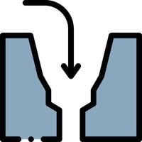 A blue and white icon with a blue arrow pointing to the left vector