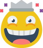 A smiling yellow emoticion with a crown on its head vector
