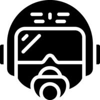 A black and white icon of a helmet with goggles vector