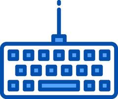 A blue and white computer keyboard with a mouse vector