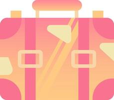 A pink suitcase with a yellow handle vector